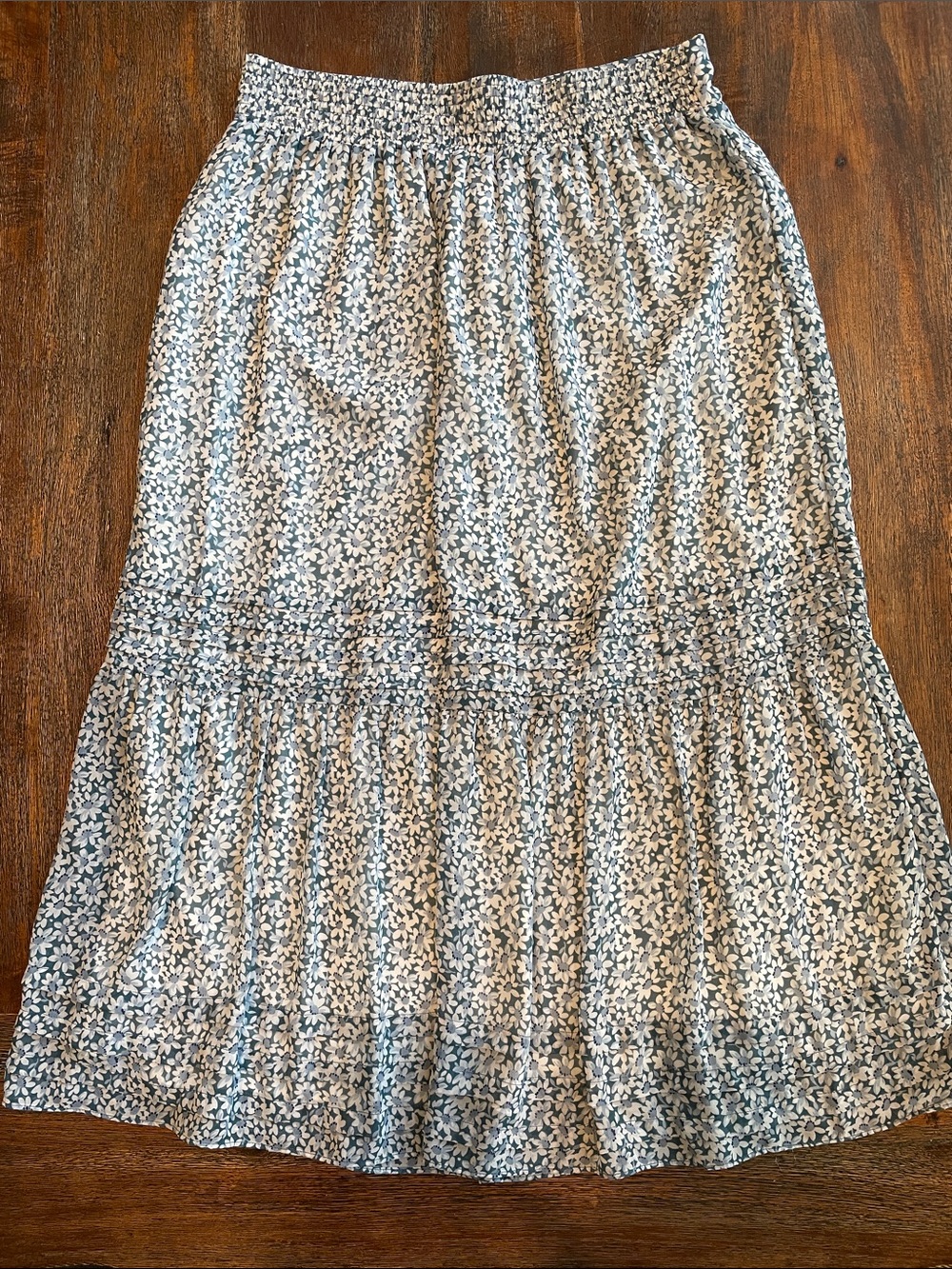 Madewell Blue and White Tiered Maxi Skirt - Picture 2 of 3